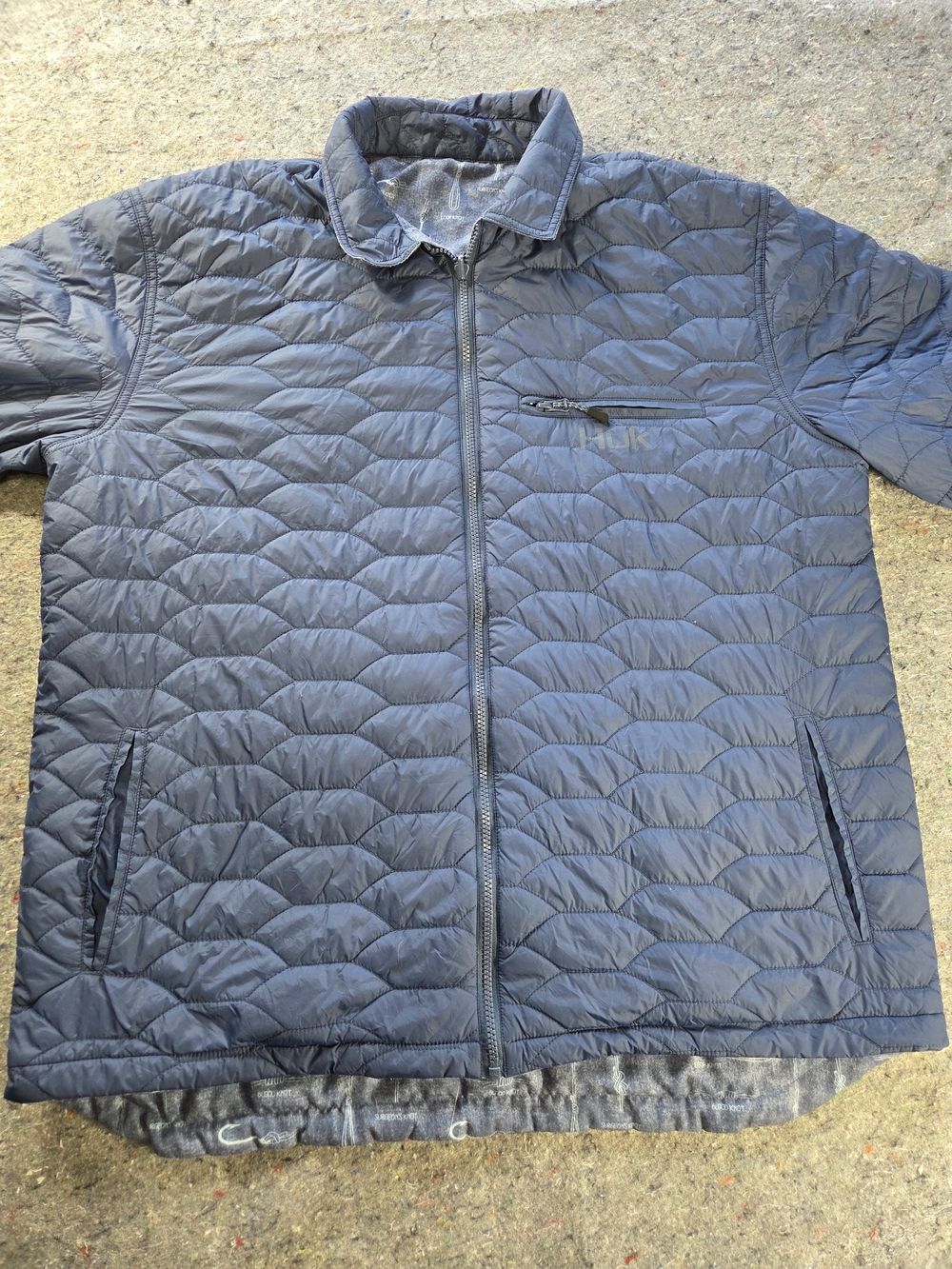 HUK Men’s XXL Blue Quilted Insulated Fishing Jacket Full Zip Outdoor